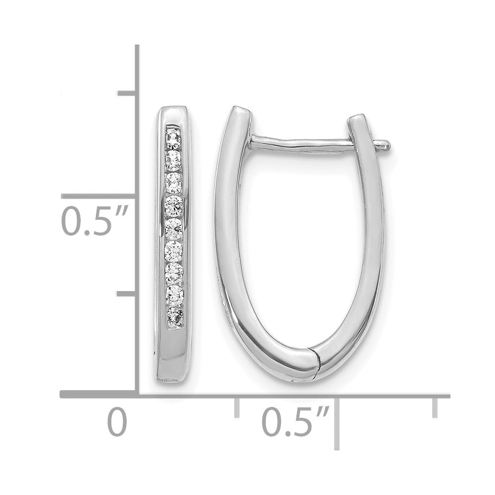 10K Weißgold Diamant Oval Klappbar Creolen