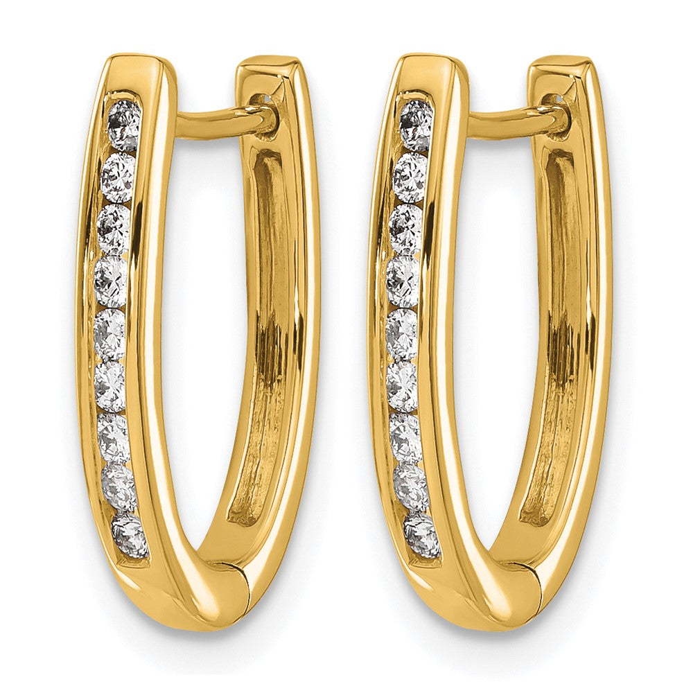 10K Gelbgold Diamant Oval Klappbar Creolen