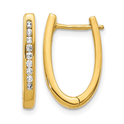 10K Gelbgold Diamant Oval Klappbar Creolen