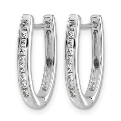 14K Weißgold Creolen mit echten Diamanten, oval, mit Scharnier