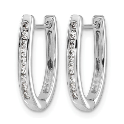 14K Weißgold Creolen mit echten Diamanten, oval, mit Scharnier