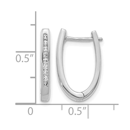 14K Weißgold Creolen mit echten Diamanten, oval, mit Scharnier
