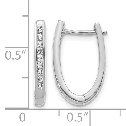 14K Weißgold Creolen mit echten Diamanten, oval, mit Scharnier