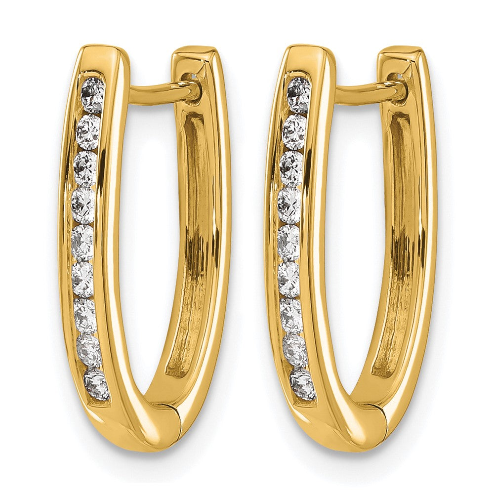 14K Gelbgold Creolen mit 0,25 ct. im Labor gezüchteten Diamanten, VS/SI+ G+, mit Klappscharnier