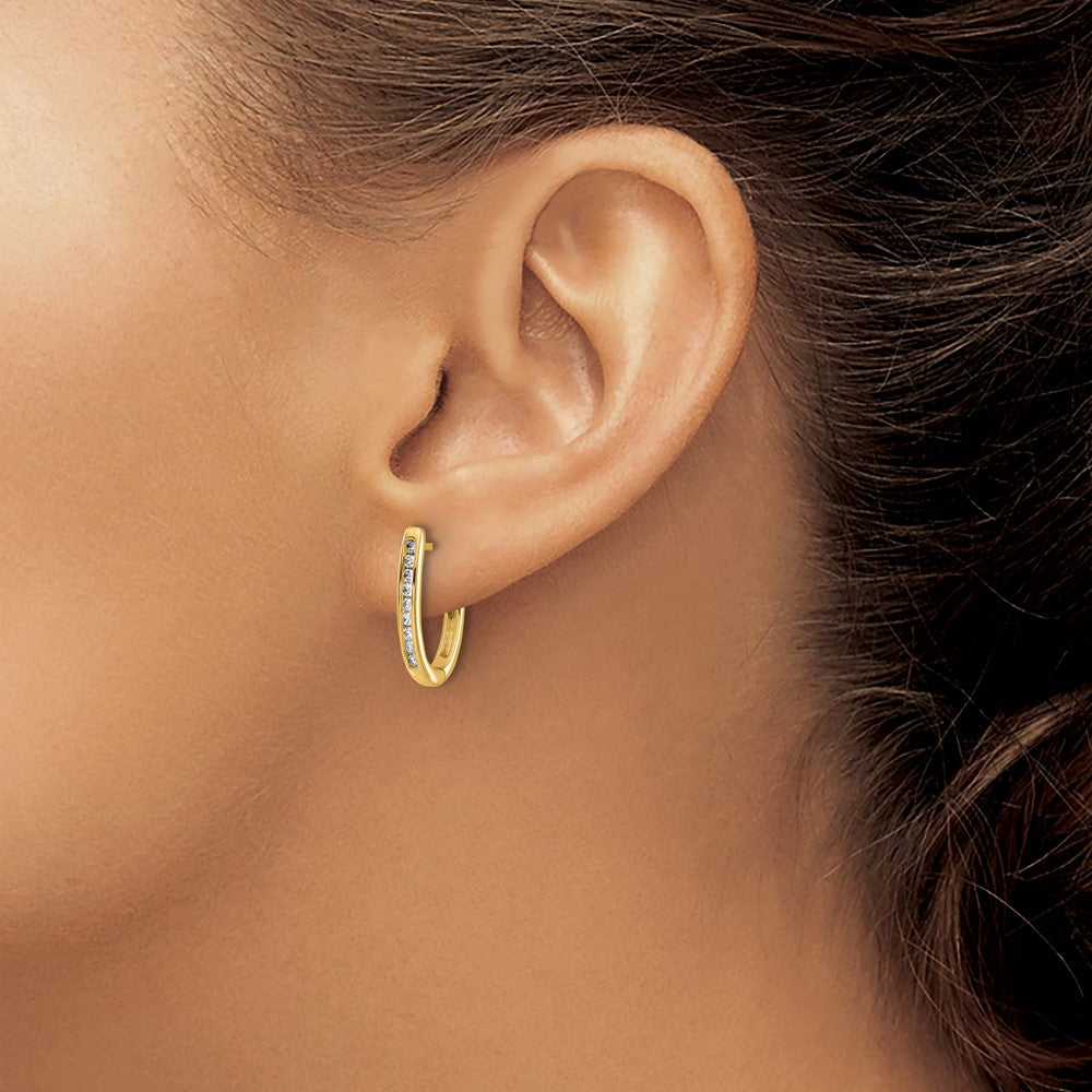 14K Gelbgold Creolen mit 0,25 ct. im Labor gezüchteten Diamanten, VS/SI+ G+, mit Klappscharnier