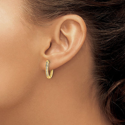14K Gelbgold Creolen mit 0,25 ct. im Labor gezüchteten Diamanten, VS/SI+ G+, mit Klappscharnier