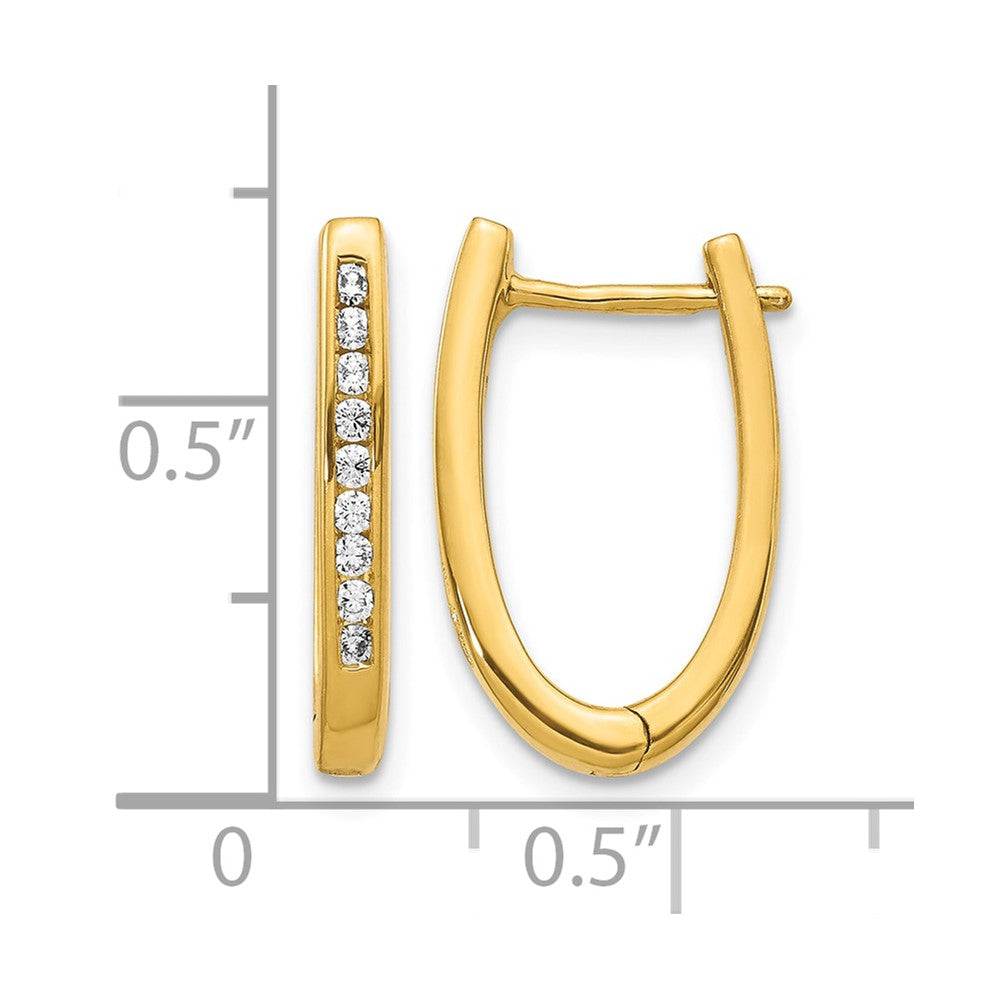 14K Gelbgold Creolen mit 0,25 ct. im Labor gezüchteten Diamanten, VS/SI+ G+, mit Klappscharnier