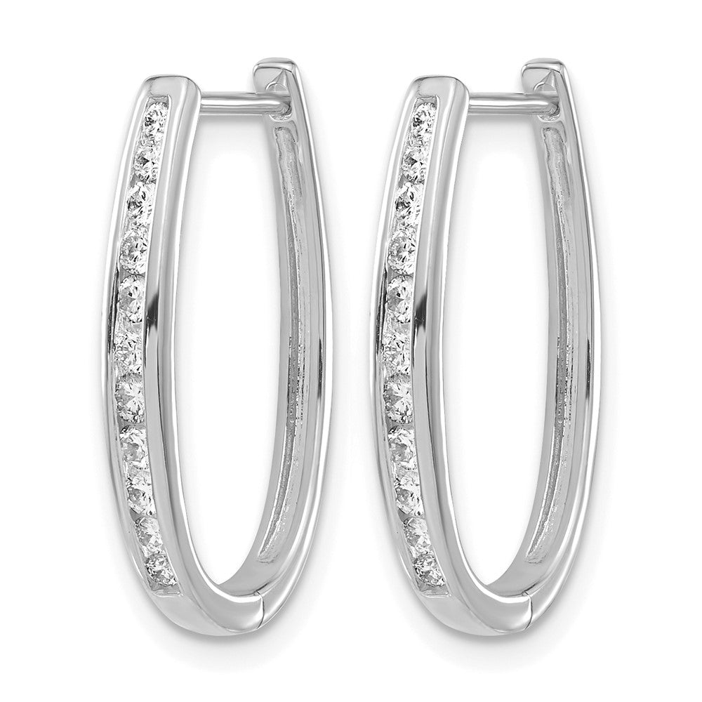 10K Weißgold Diamant Oval Klappbar Creolen