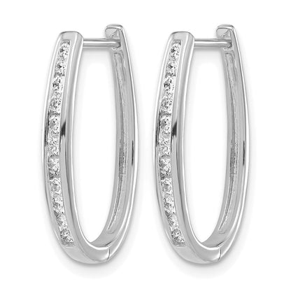 10K Weißgold Diamant Oval Klappbar Creolen