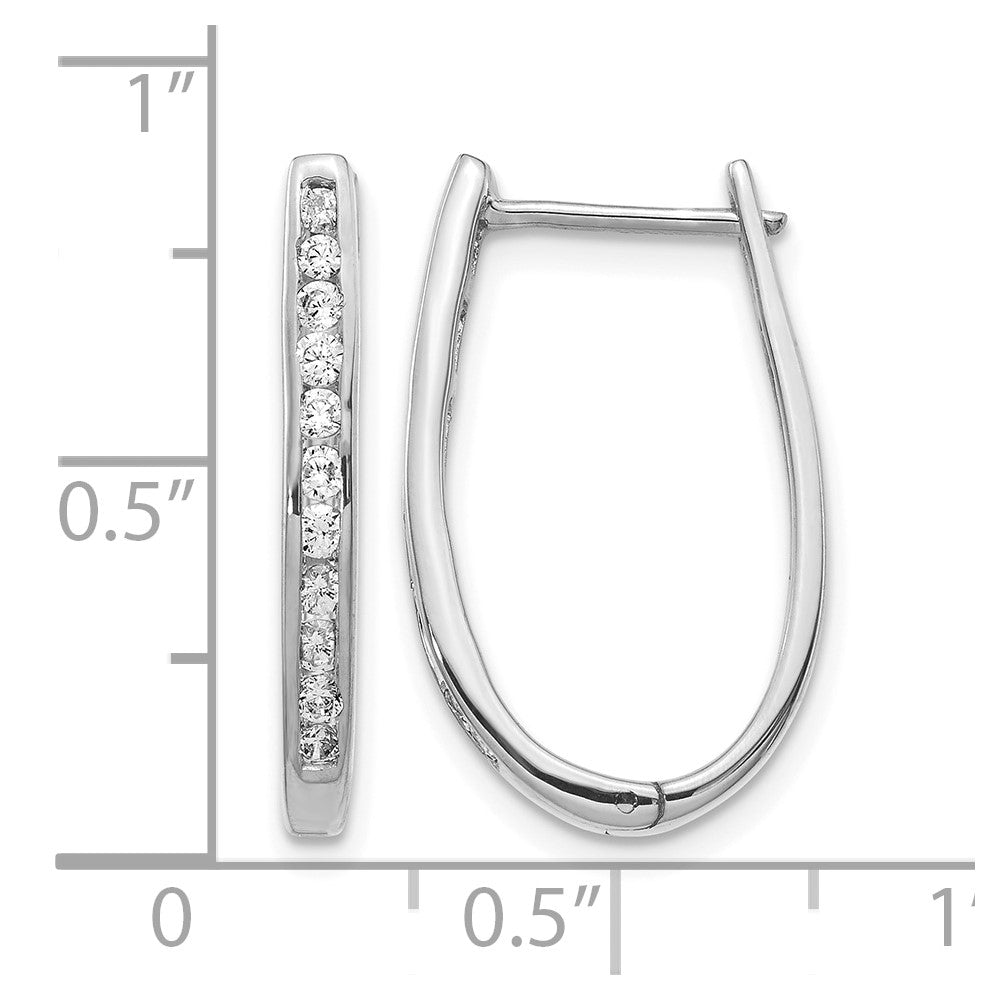 10K Weißgold Diamant Oval Klappbar Creolen