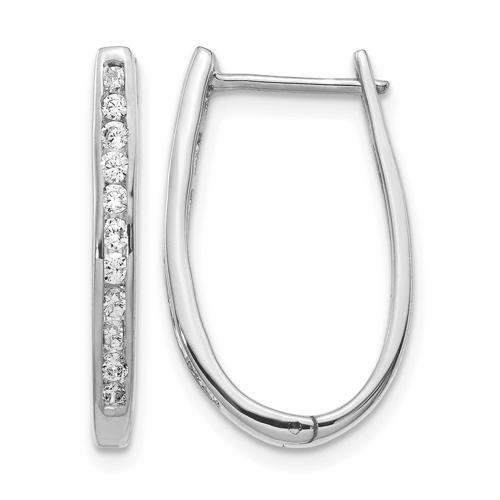 10K Weißgold Diamant Oval Klappbar Creolen