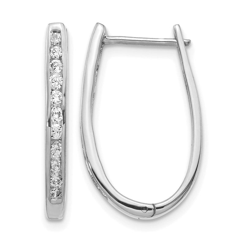 10K Weißgold Diamant Oval Klappbar Creolen