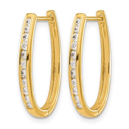 10K Gelbgold Diamant Oval Klappbar Creolen