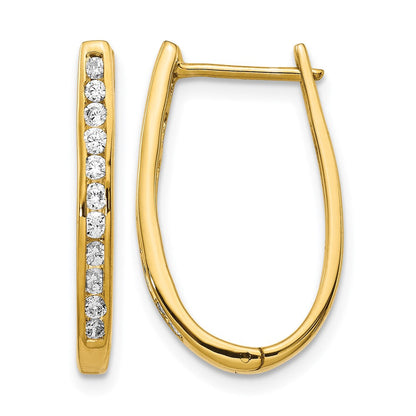 10K Gelbgold Diamant Oval Klappbar Creolen