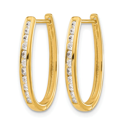 14K Gelbgold Ovale Creolen mit Scharnier und echten Diamanten
