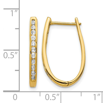 14K Gelbgold Ovale Creolen mit Scharnier und echten Diamanten