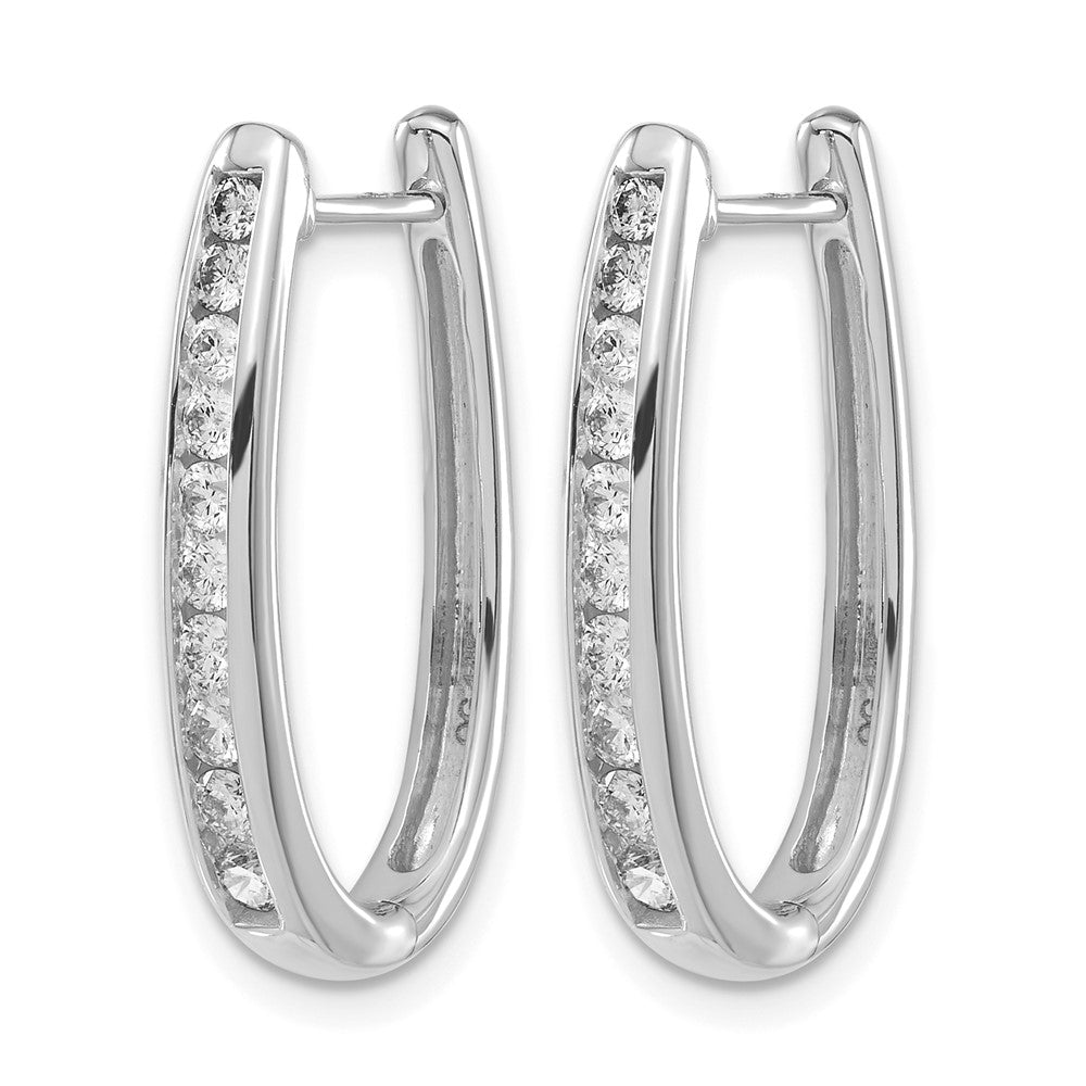 10K Weißgold Diamant Oval Klappbar Creolen