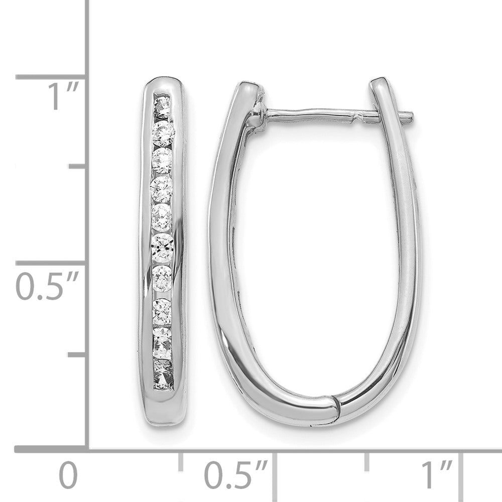 10K Weißgold Diamant Oval Klappbar Creolen