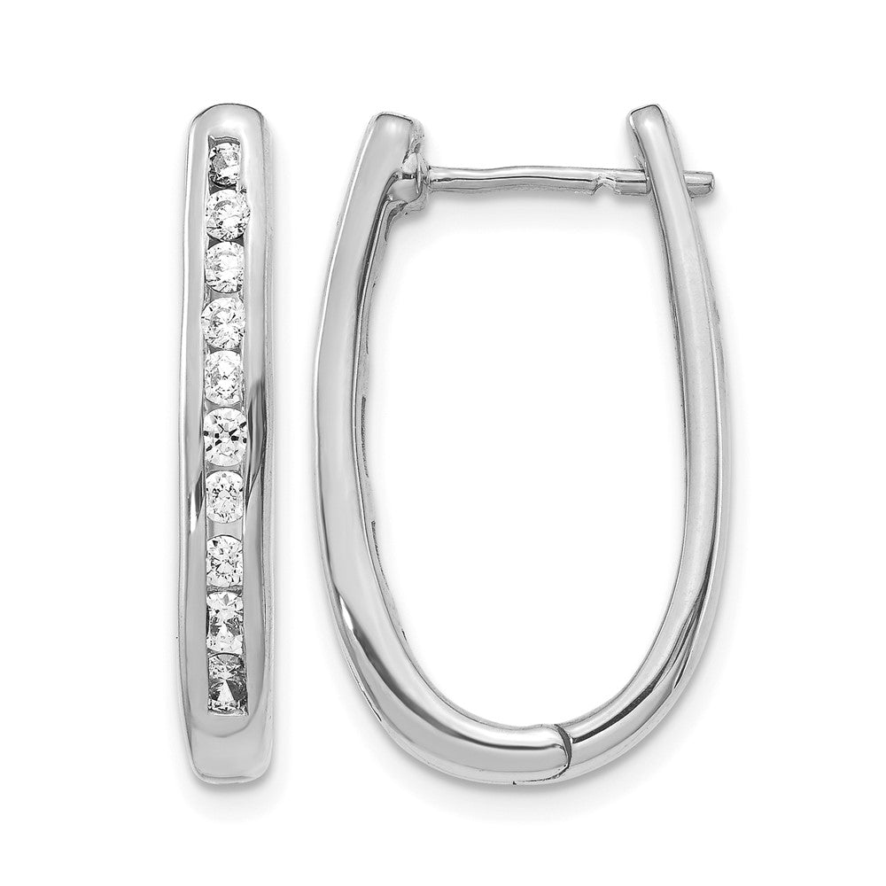 10K Weißgold Diamant Oval Klappbar Creolen