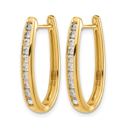 10K Gelbgold Diamant Oval Klappbar Creolen