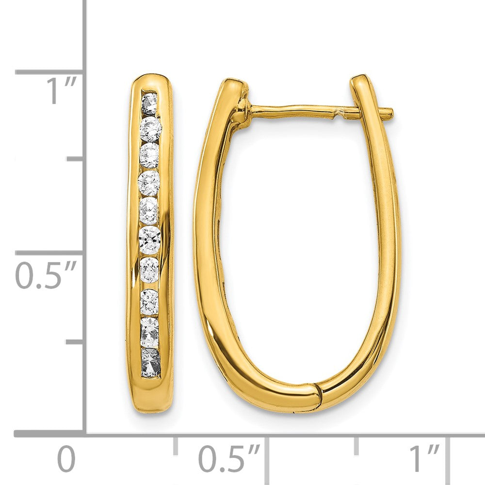 10K Gelbgold Diamant Oval Klappbar Creolen