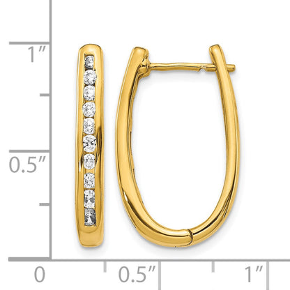 10K Gelbgold Diamant Oval Klappbar Creolen