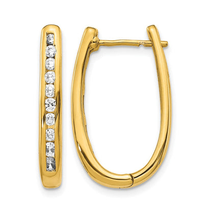 10K Gelbgold Diamant Oval Klappbar Creolen