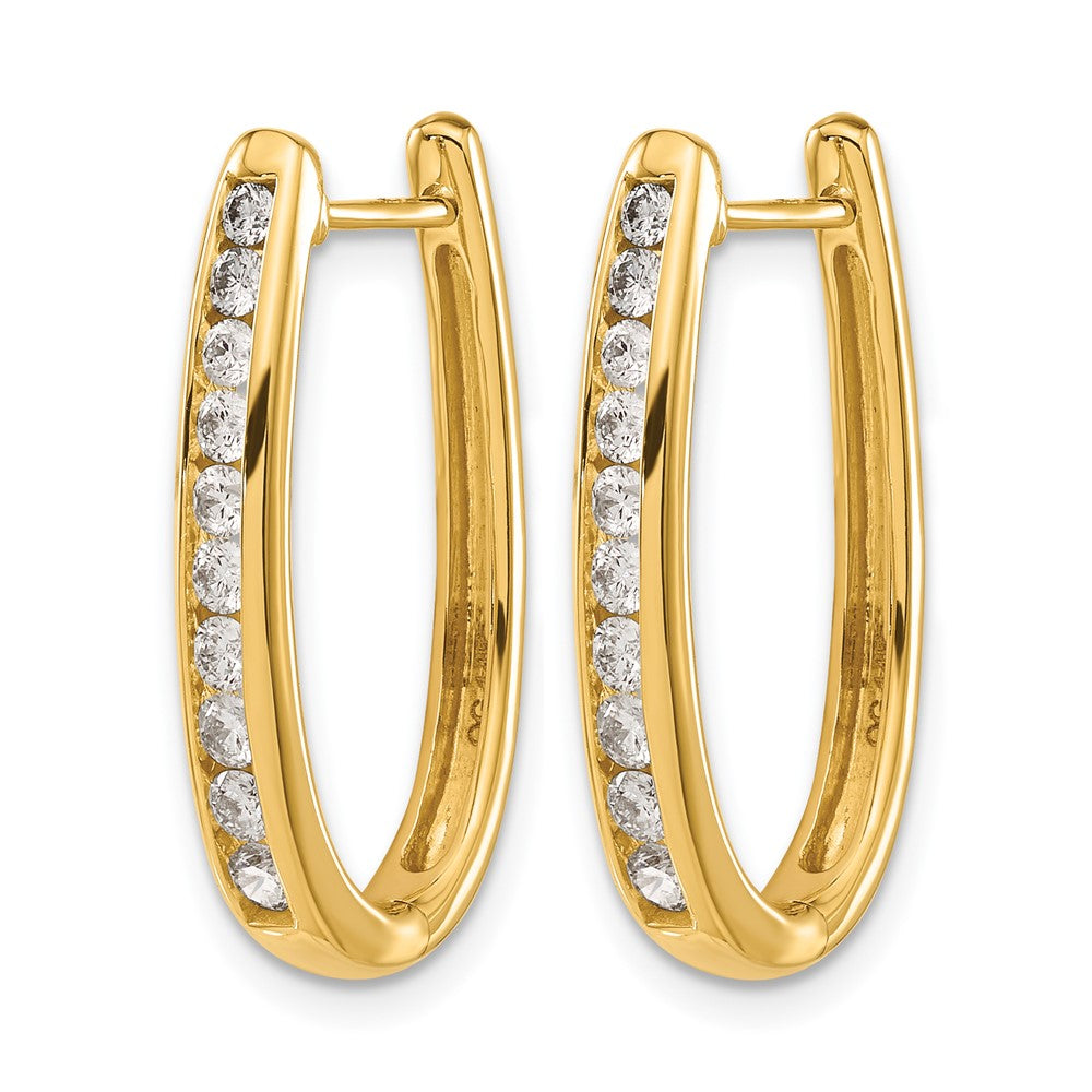 14K Gold Diamant-Creolen, oval, mit Klappscharnier