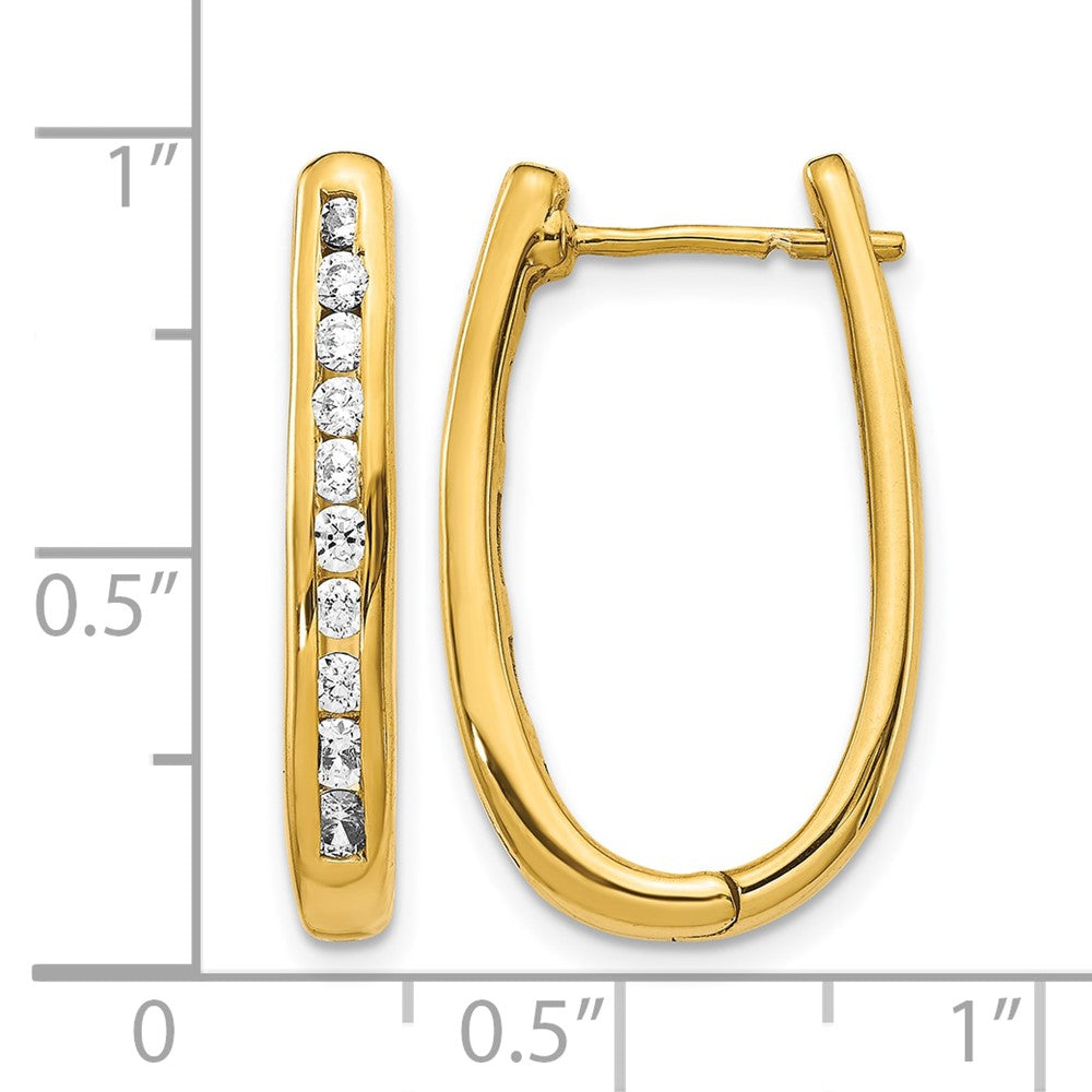 14K Gold Diamant-Creolen, oval, mit Klappscharnier