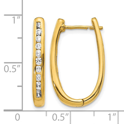 14K Gold Diamant-Creolen, oval, mit Klappscharnier
