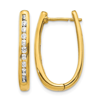 14K Gold Diamant-Creolen, oval, mit Klappscharnier