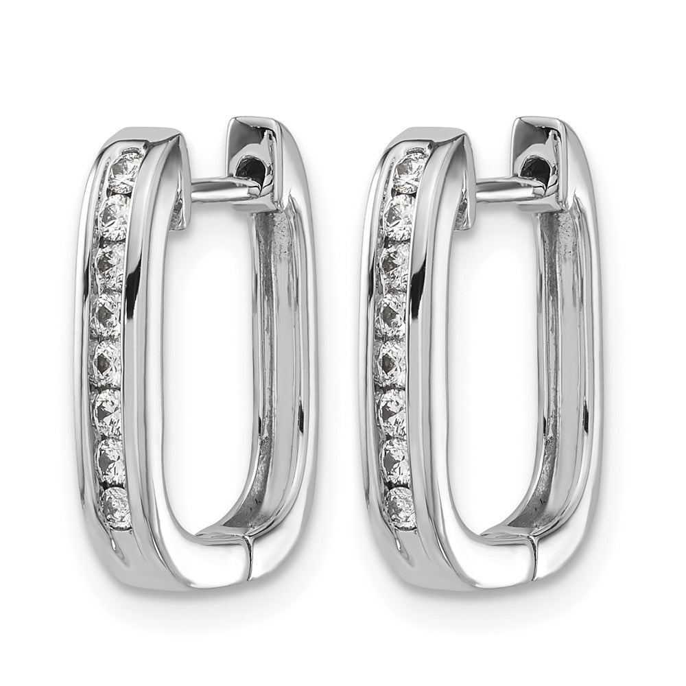 14K Weißgold Creolen mit echten Diamanten und Klappscharnier