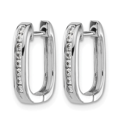 14K Weißgold Creolen mit echten Diamanten und Klappscharnier