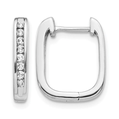 14K Weißgold Creolen mit echten Diamanten und Klappscharnier