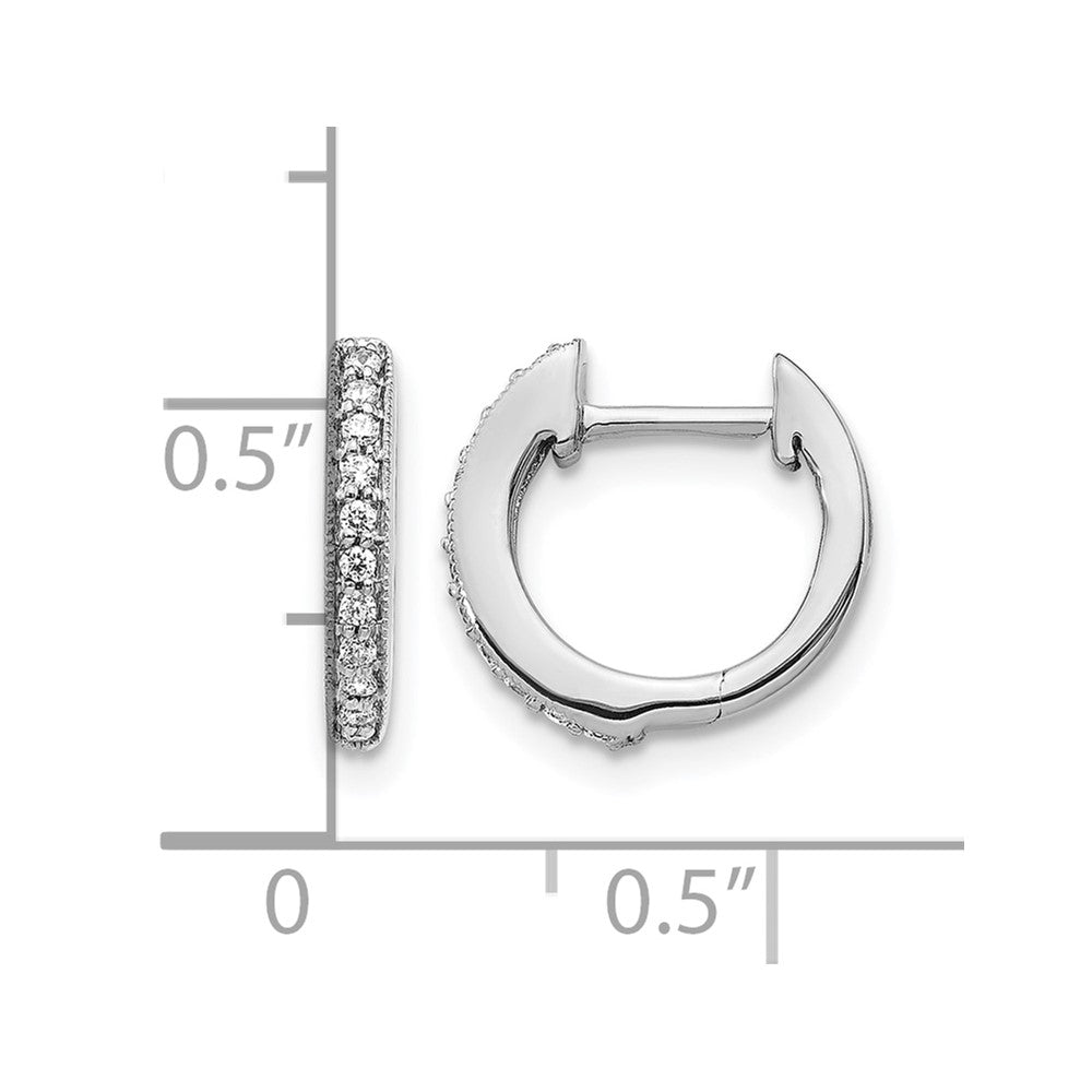 14K Weißgold Creolen mit Klappscharnier und echten Diamanten