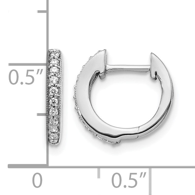 14K Weißgold Creolen mit Klappscharnier und echten Diamanten