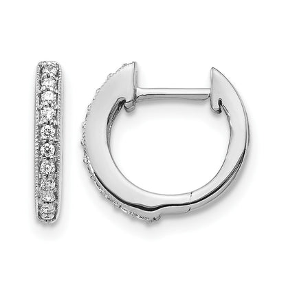 14K Weißgold Creolen mit Klappscharnier und echten Diamanten