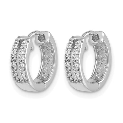 10K Weißgold Diamant Klappbar Rund Creolen