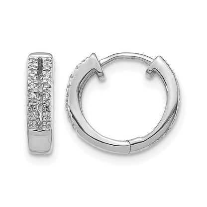 10K Weißgold Diamant Klappbar Rund Creolen