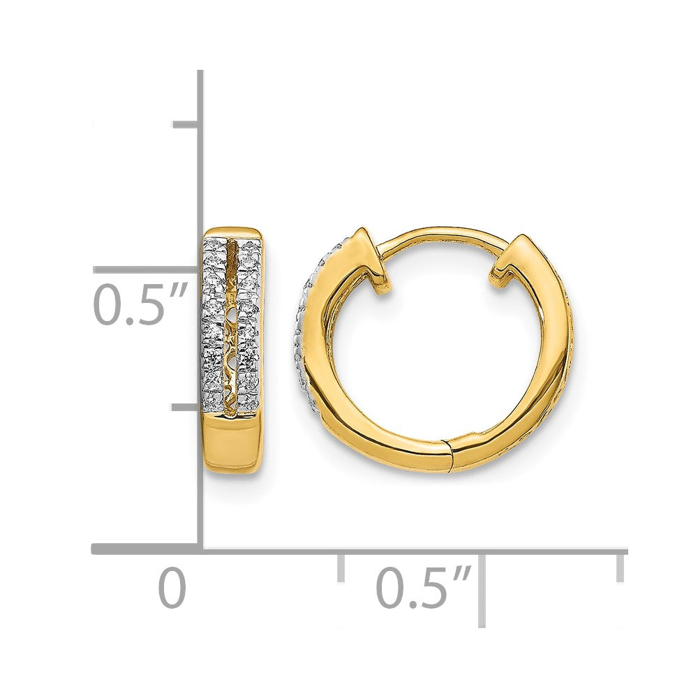 10K Gelbgold Diamant Klappbar Rund Creolen