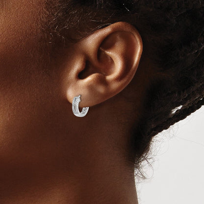 14K Weißgold Diamant-Creolen mit Klappscharnier, rund, echt