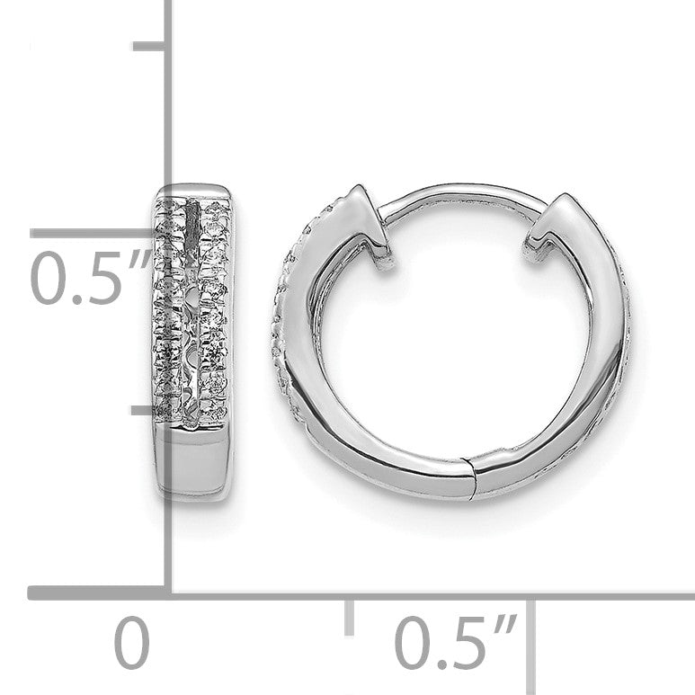 14K Weißgold Diamant-Creolen mit Klappscharnier, rund, echt