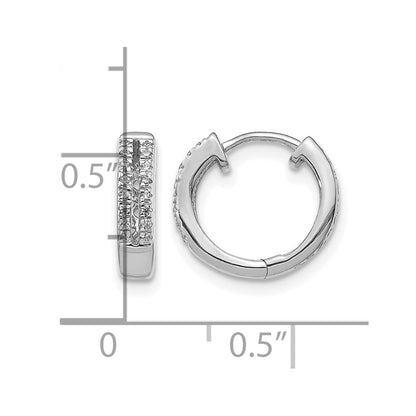 14K Weißgold Diamant-Creolen mit Klappscharnier, rund, echt