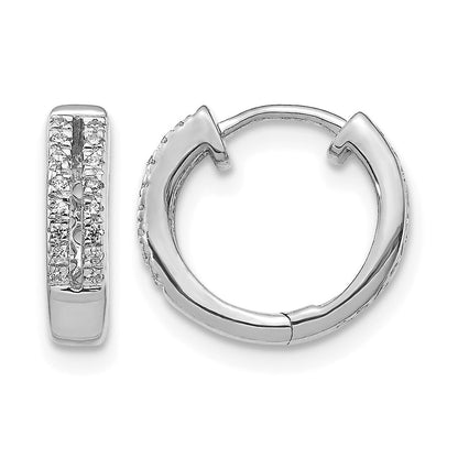 14K Weißgold Diamant-Creolen mit Klappscharnier, rund, echt
