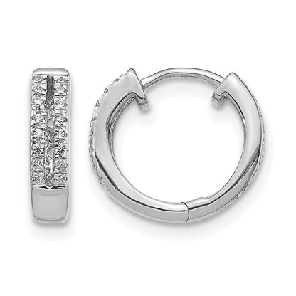 14K Weißgold Diamant-Creolen mit Klappscharnier, rund, echt