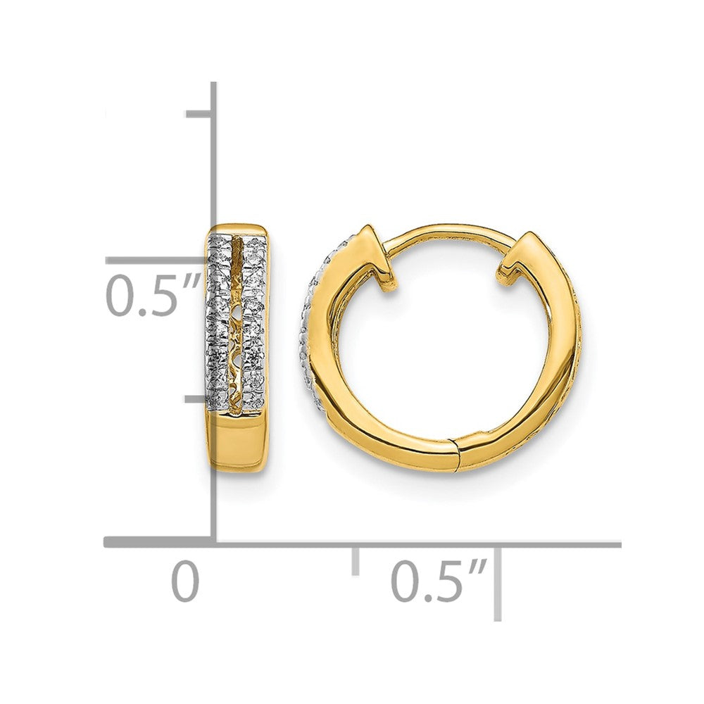 14K Gelbgold Diamant-Creolen mit Scharnier, rund