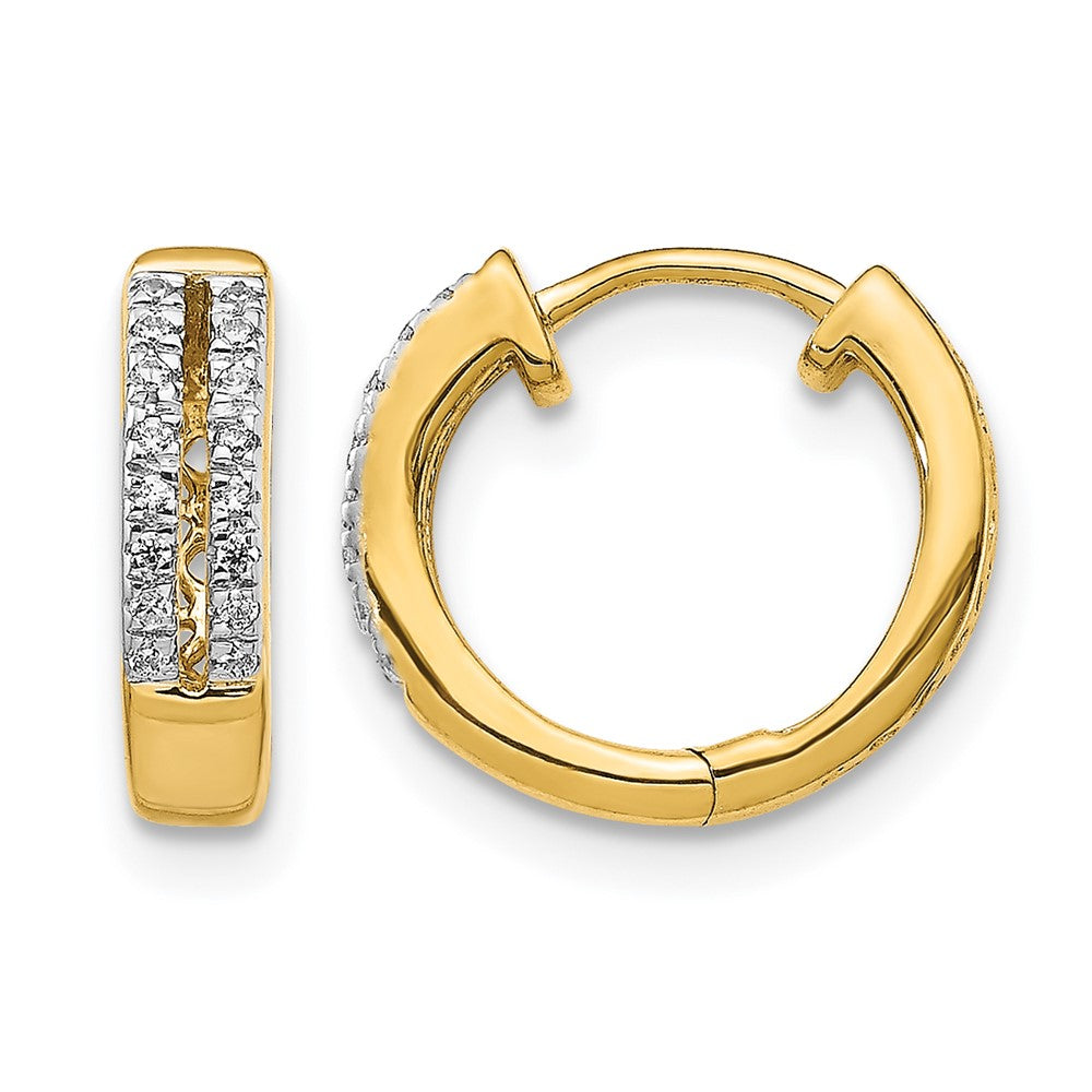 14K Gelbgold Diamant-Creolen mit Scharnier, rund