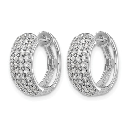 14K Weißgold Creolen mit echten Diamanten und Klappscharnier
