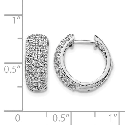 14K Weißgold Creolen mit echten Diamanten und Klappscharnier