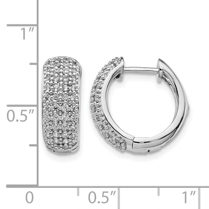 14K Weißgold Creolen mit echten Diamanten und Klappscharnier